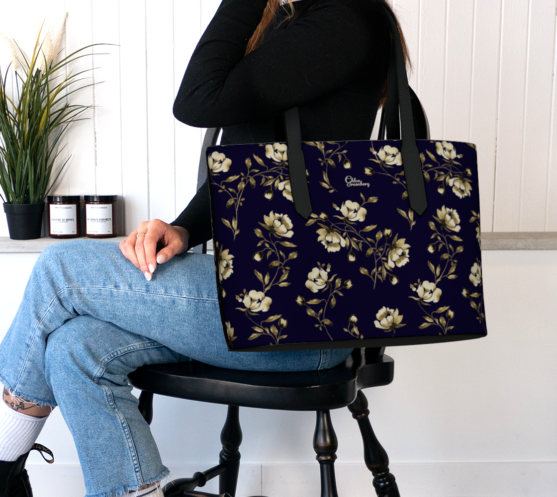 Dark Elegance Vegan Leather Tote | Premium Everyday Work/Travel Bag