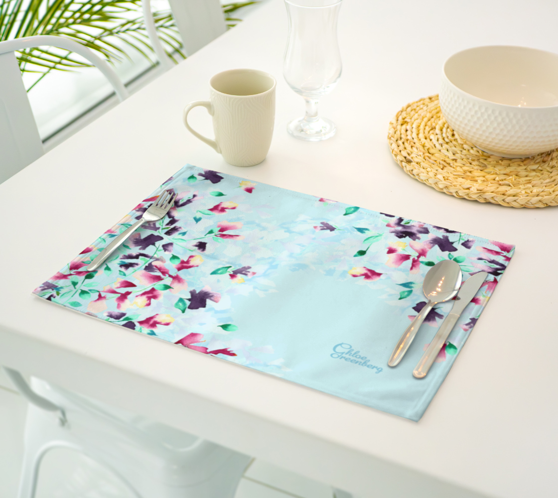 Delphinium Print Cotton Placemat | Elegant Dining Accessory