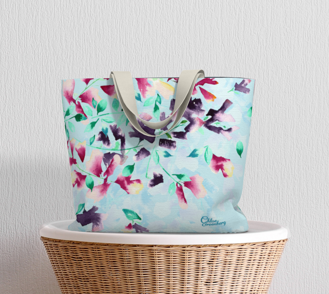 Delphinium Botanical Tote | Spacious Floral Carryall Bag